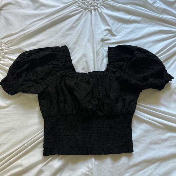 Black Patterned Crop Top - Picture 2 of 2